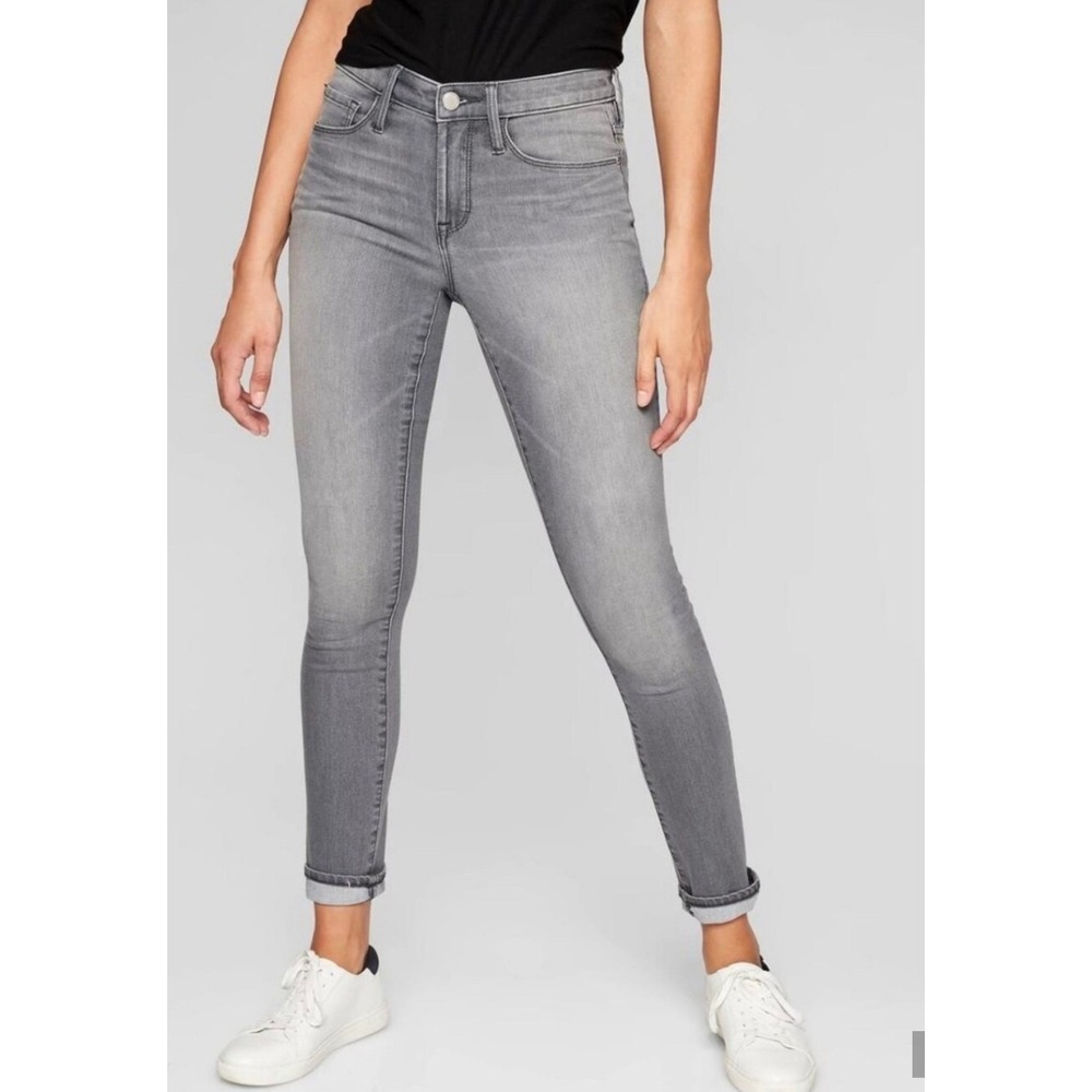 Athleta Sculptek Skinny Jeans Grey Denim Performance Stretch Size 10 High Rise